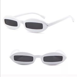 Crazy Mod White Angular Slim Sunglasses, Statement Sunnies, White, NWOT